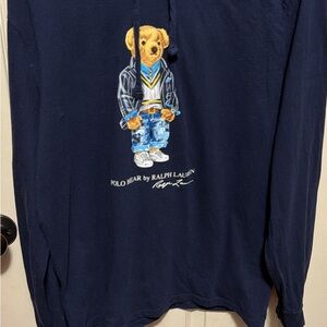 Ralph Lauren Navy Polo Bear hooded t, medium